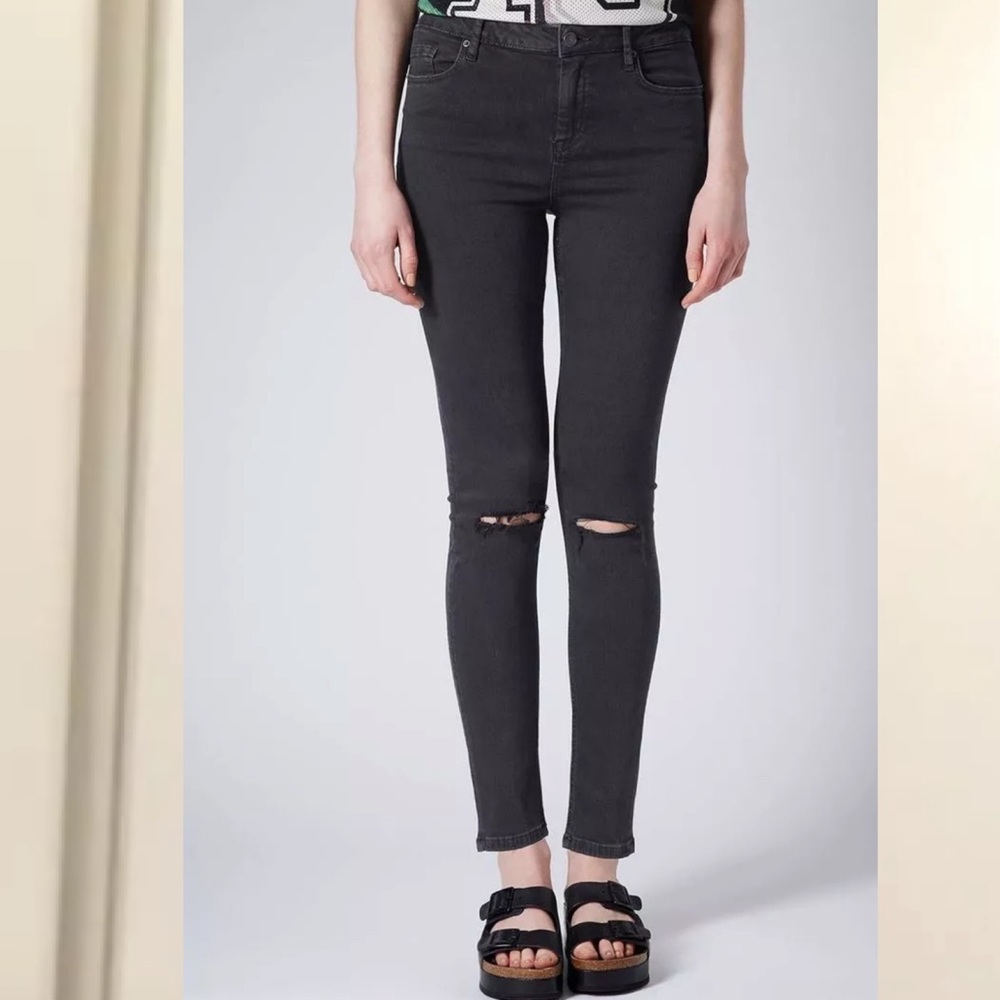 NWOT Topshop Moto washed black Jamie jeans 25